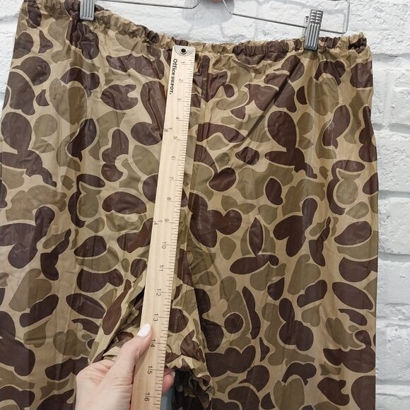 STEARNS PVC Pants Men 34 Medium Brown Duck Camouflage Waders Dry Wear Waterproof - Picture 8 of 9